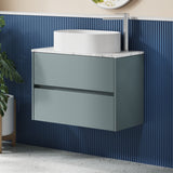 Modern Splash 800mm Coastal Grey 2 Drawer Wall Hung Vanity Unit With Carrara Laminate Worktop