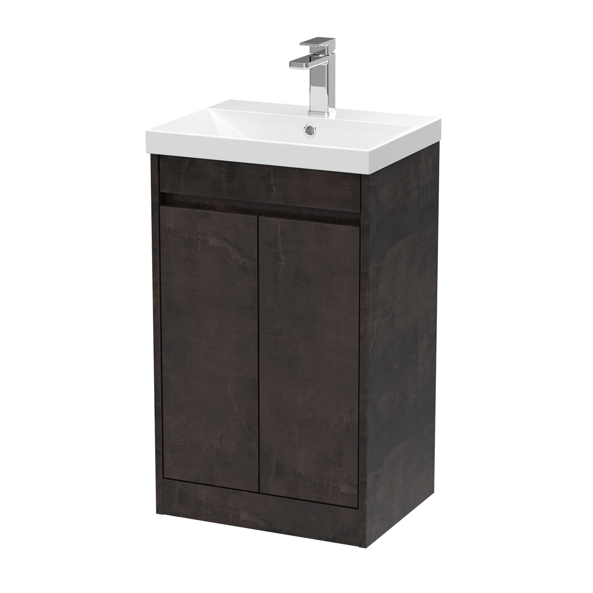 Modern Splash 500mm metallic Slate 2 Door Floor Standing Vanity Unit With Thin-Edge Basin