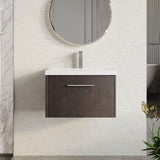 Modern Splash 500mm Metallic Slate 2 Drawer Wall Hung Vanity Unit With Mid-Edge Basin