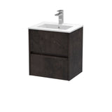 Modern Splash 500mm Metallic Slate 2 Drawer Wall Hung Vanity Unit With Minimalist Basin