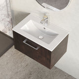 Modern Splash 500mm Metallic Slate 2 Drawer Wall Hung Vanity Unit With Minimalist Basin