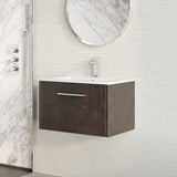 Modern Splash 500mm Metallic Slate 2 Drawer Wall Hung Vanity Unit With Minimalist Basin
