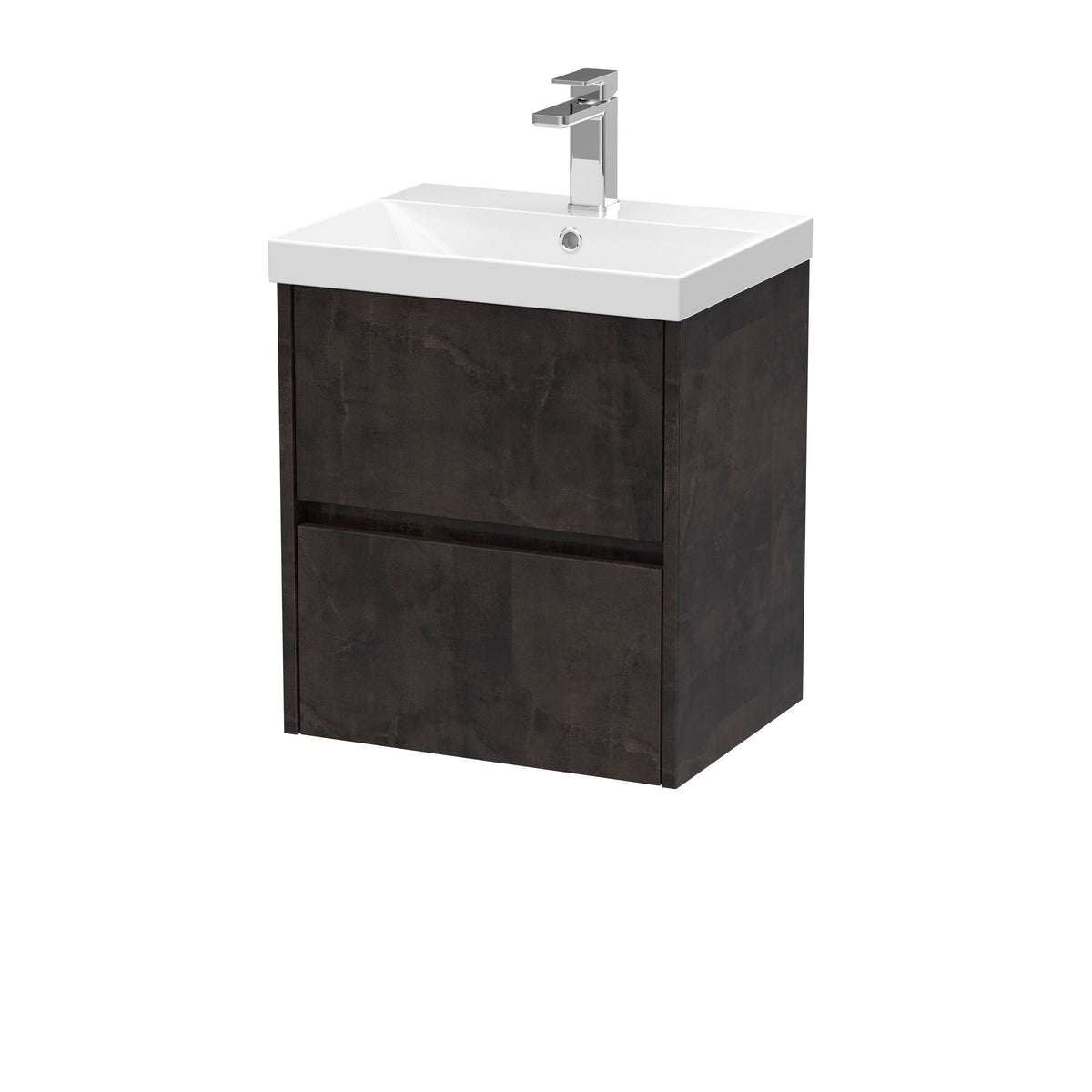 Modern Splash 500mm Metallic Slate 2 Drawer Wall Hung Vanity Unit With Thin Edge Basin