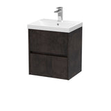 Modern Splash 500mm Metallic Slate 2 Drawer Wall Hung Vanity Unit With Thin Edge Basin