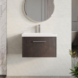 Modern Splash 500mm Metallic Slate 2 Drawer Wall Hung Vanity Unit With Thin Edge Basin