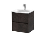 Modern Splash 500mm Metallic Slate 2 Drawer Wall Hung Vanity Unit With U-Shaped Curved Basin