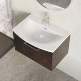 Modern Splash 500mm Metallic Slate 2 Drawer Wall Hung Vanity Unit With U-Shaped Curved Basin