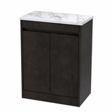 Modern Splash 600mm metallic Slate 2 Door Floor Standing Vanity Unit With Carrera Marble Worktop