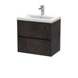 Modern Splash 600mm Metallic Slate 2 Drawer Wall Hung Vanity Unit With Mid-Edge Basin