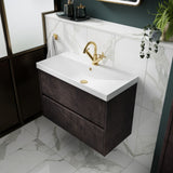 Modern Splash 600mm Metallic Slate 2 Drawer Wall Hung Vanity Unit With Thin Edge Basin
