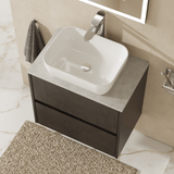 Modern Splash 600mm Metallic Slate 2 Drawer Wall Hung Vanity Unit With Bellato Grey Worktop