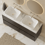 Modern Splash 1200mm Metallic Slate 4 Drawer Wall Hung Vanity With Carrara Laminate Worktop