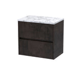 Modern Splash 600mm Metallic Slate 2 Drawer Wall Hung Vanity Unit With Carrara Laminate Worktop