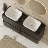 Modern Splash 1200mm Metallic Slate 4 Drawer Wall Hung Vanity Unit With Colour Match  Worktop