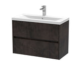 Modern Splash 800mm Metallic Slate 2 Drawer Wall Hung Vanity Unit With Mid-Edge Basin