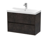 Modern Splash 800mm Metallic Slate 2 Drawer Wall Hung Vanity Unit With Thin Edge Basin