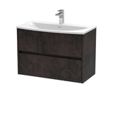 Modern Splash 800mm Metallic Slate 2 Drawer Wall Hung Vanity Unit With U-Shaped Curved Basin