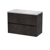 Modern Splash 800mm Metallic Slate 2 Drawer Wall Hung Vanity Unit With Bellato Grey Worktop