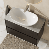 Modern Splash 800mm Metallic Slate 2 Drawer Wall Hung Vanity Unit With Bellato Grey Worktop