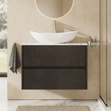 Modern Splash 800mm Metallic Slate 2 Drawer Wall Hung Vanity Unit With Carrara Laminate Worktop