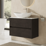 Modern Splash 800mm Metallic Slate 2 Drawer Wall Hung Vanity Unit With Carrara Laminate Worktop