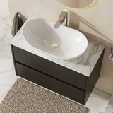 Modern Splash 800mm Metallic Slate 2 Drawer Wall Hung Vanity Unit With Carrara Laminate Worktop