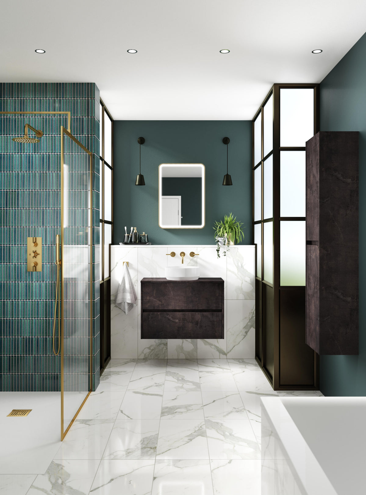 Modern Splash 800mm Metallic Slate 2 Drawer Wall Hung Vanity Unit With Co-ordinating Worktop