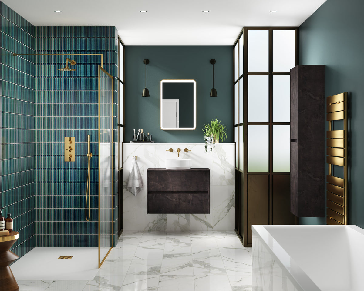 Modern Splash 800mm Metallic Slate 2 Drawer Wall Hung Vanity Unit With Co-ordinating Worktop