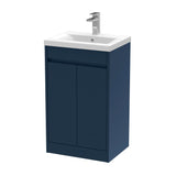 Modern Splash 500mm Indigo Blue 2 Door Floor Standing Vanity Unit With Mid-Edge Basin