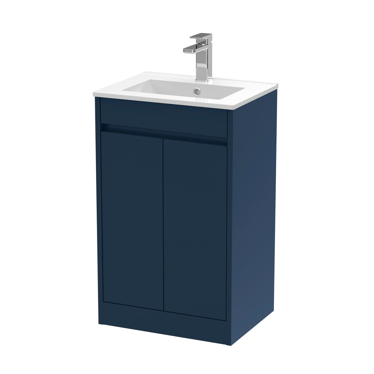 Modern Splash 500mm Indigo Blue 2 Door Floor Standing Vanity Unit With Minimilist Basin