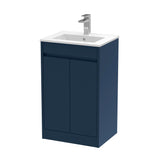 Modern Splash 500mm Indigo Blue 2 Door Floor Standing Vanity Unit With Minimilist Basin