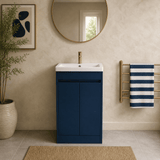 Modern Splash 500mm Indigo Blue 2 Door Floor Standing Vanity Unit With Thin-Edge Basin