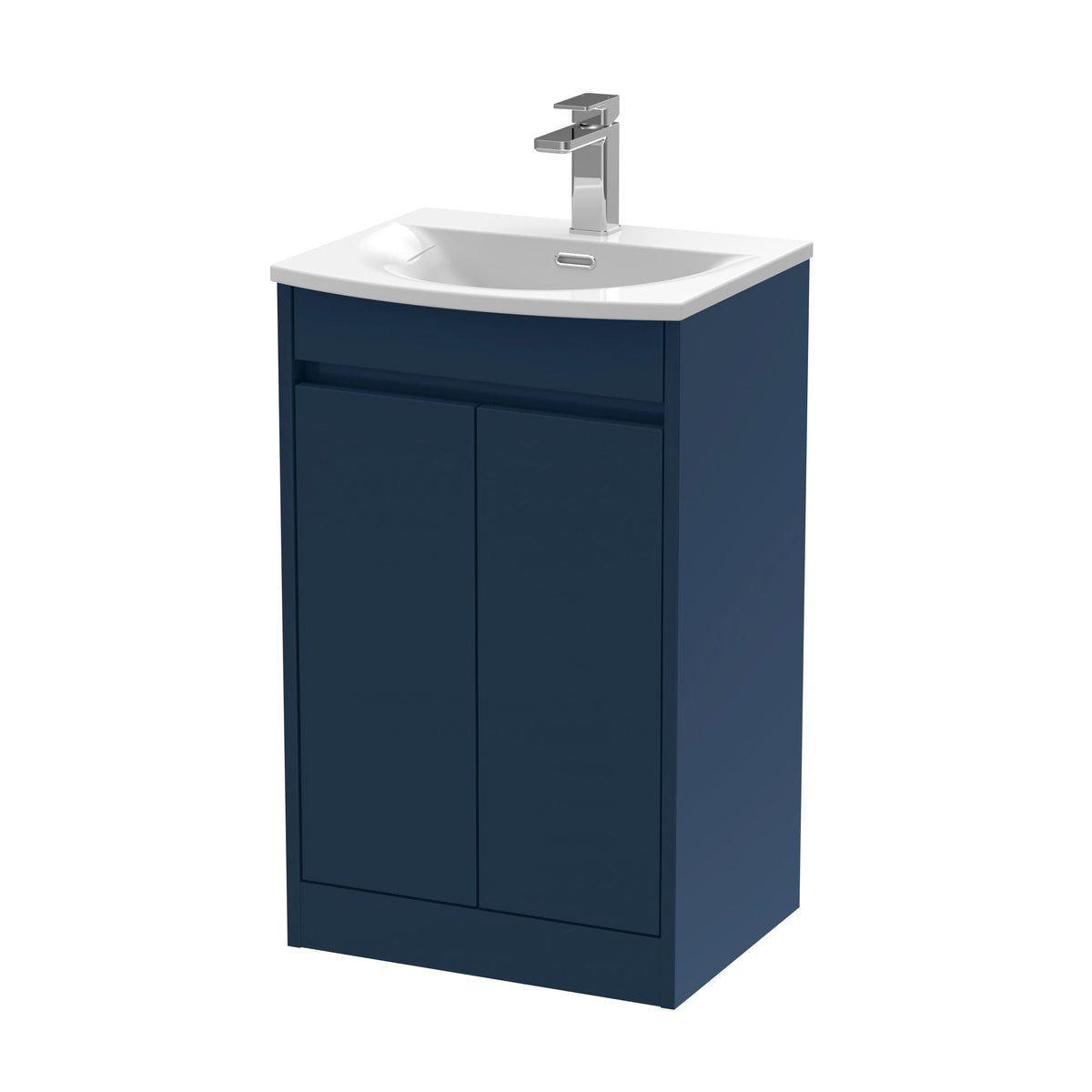 Modern Splash 500mm Indigo Blue 2 Door Floor Standing Vanity Unit With Curved Basin