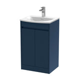 Modern Splash 500mm Indigo Blue 2 Door Floor Standing Vanity Unit With Curved Basin