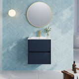 Modern Splash 500mm Midnight Blue 2 Drawer Wall Hung Vanity Unit With Minimalist Basin