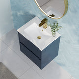 Modern Splash 500mm Midnight Blue 2 Drawer Wall Hung Vanity Unit With Minimalist Basin
