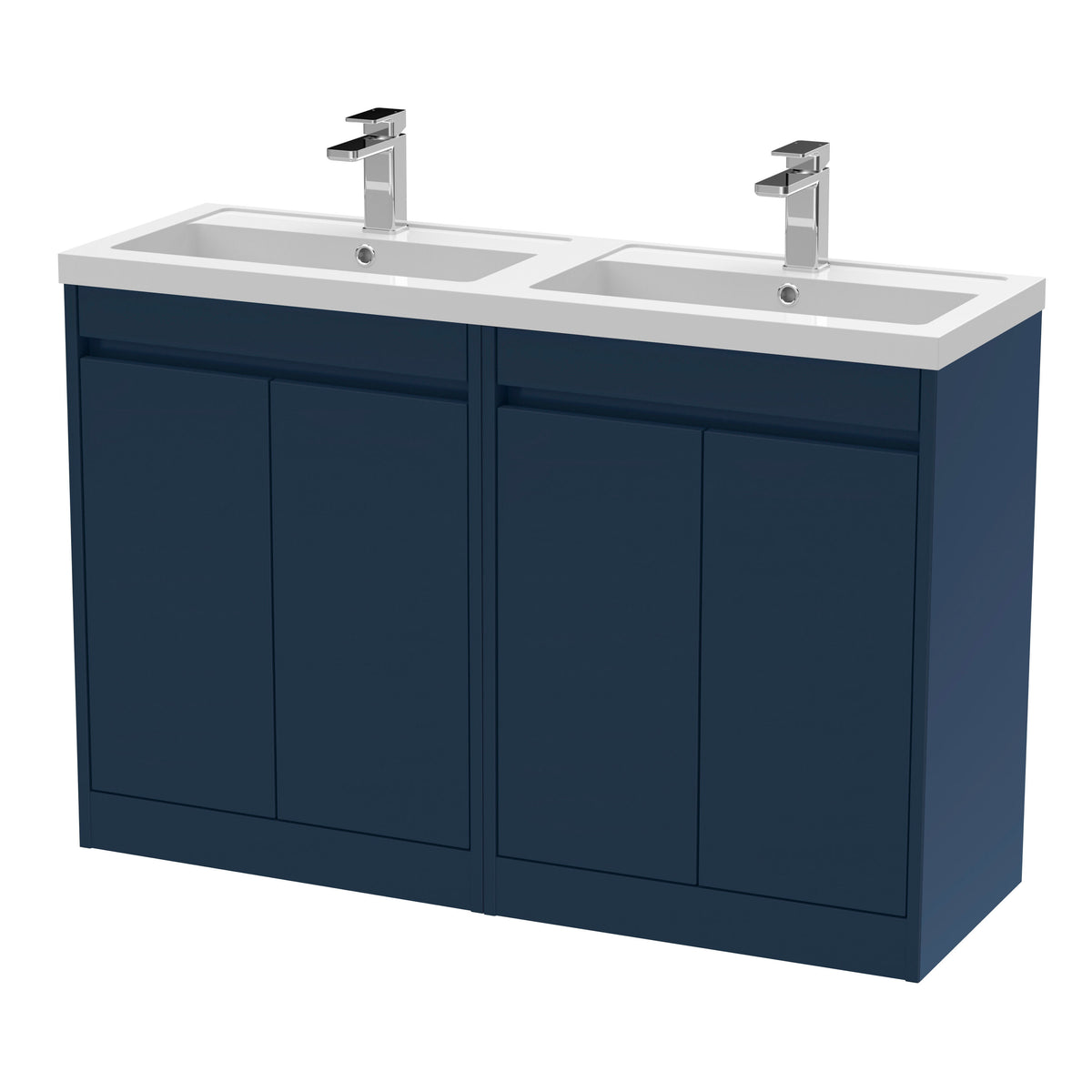 Modern Splash 1200mm Indigo Blue 4 Door Floor Standing Vanity Unit With Ceramic Basin