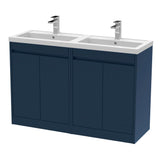 Modern Splash 1200mm Indigo Blue 4 Door Floor Standing Vanity Unit With Ceramic Basin