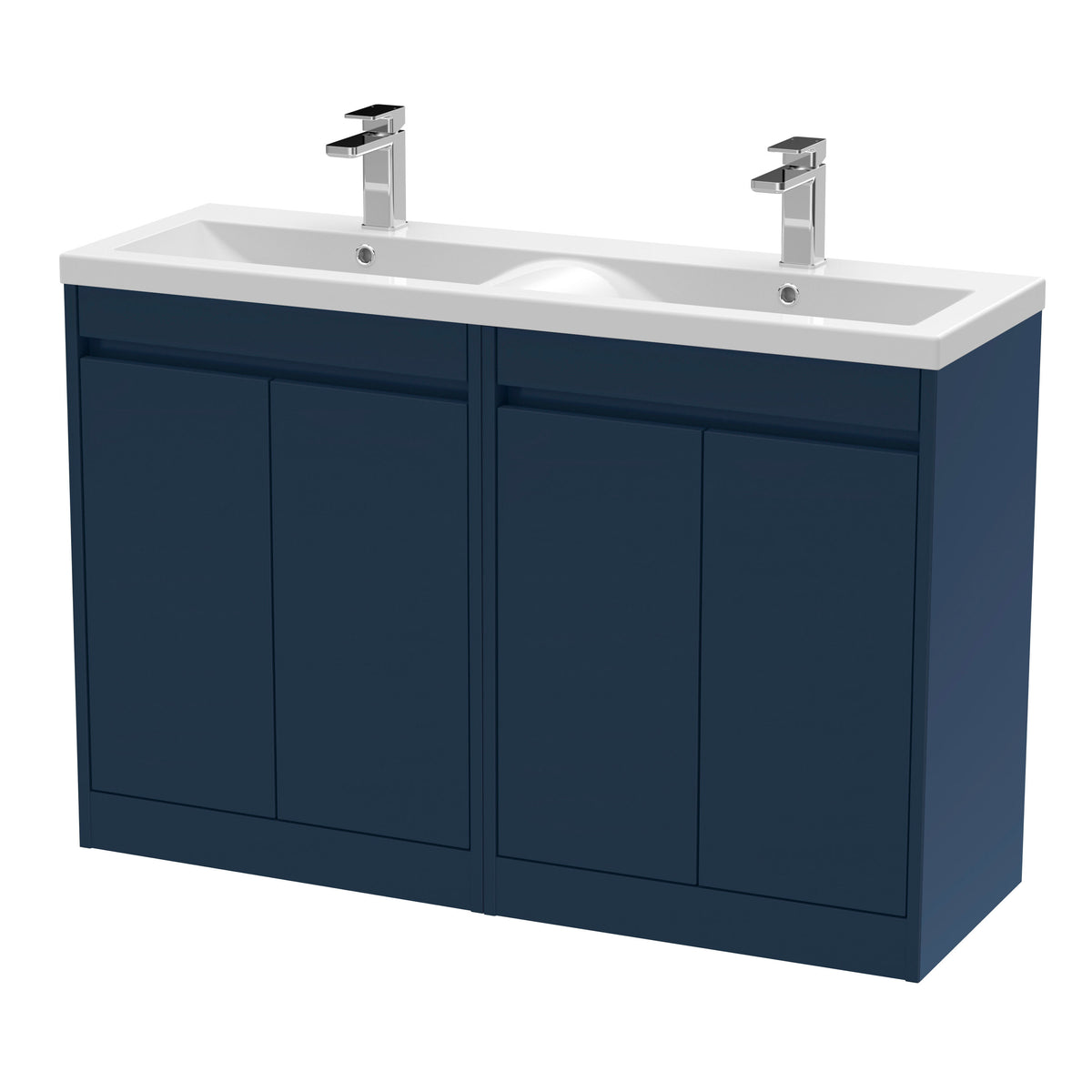 Modern Splash 1200mm Indigo Blue 4 Door Floor Standing Vanity Unit With Polymarble Basin