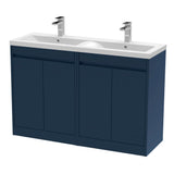 Modern Splash 1200mm Indigo Blue 4 Door Floor Standing Vanity Unit With Polymarble Basin