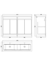 Modern Splash 1200mm Indigo Blue 4 Door Floor Standing Vanity Unit With Polymarble Basin