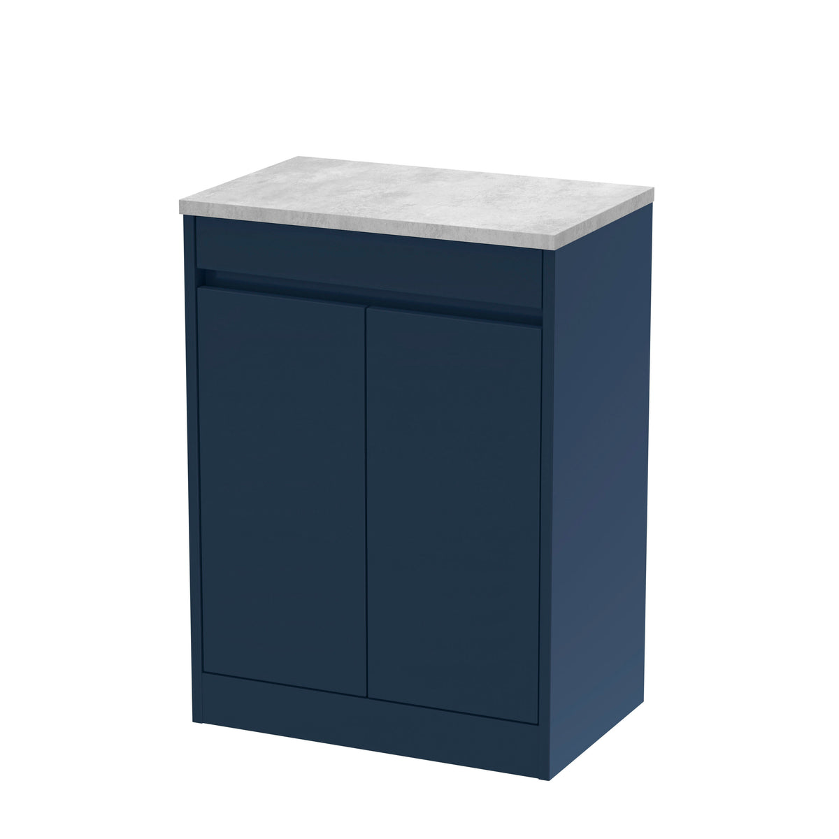 Modern Splash 600mm Indigo Blue 2 Door Floor Standing Vanity Unit With Bellato Grey Worktop