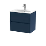 Modern Splash 600mm Midnight Blue 2 Drawer Wall Hung Vanity Unit With Minimalist Basin