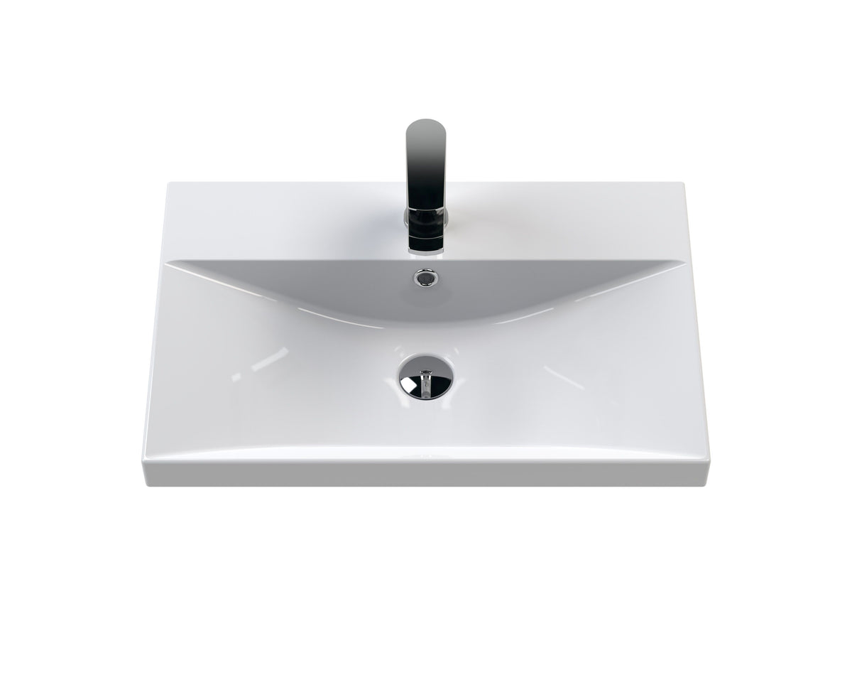 Modern Splash 600mm Midnight Blue 2 Drawer Wall Hung Vanity Unit With Thin Edge Basin