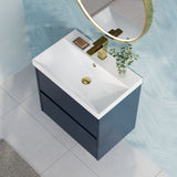 Modern Splash 600mm Midnight Blue 2 Drawer Wall Hung Vanity Unit With Thin Edge Basin