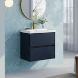 Modern Splash 600mm Midnight Blue 2 Drawer Wall Hung Vanity Unit With Thin Edge Basin