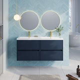 Modern Splash 1200mm Midnight Blue 4 Drawer Wall Hung Vanity Unit With 2 Tap Hole Ceramic Basin
