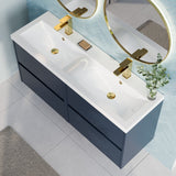 Modern Splash 1200mm Midnight Blue 4 Drawer Wall Hung Vanity Unit With 2 Tap Hole Ceramic Basin