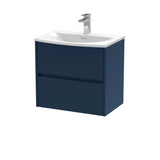 Modern Splash 600mm Midnight Blue 2 Drawer Wall Hung Vanity Unit With U-Shaped Curved Basin