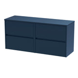 Modern Splash 1200mm Midnight Blue  4 Drawer Wall Hung Vanity Unit With Co-ordinating Worktop